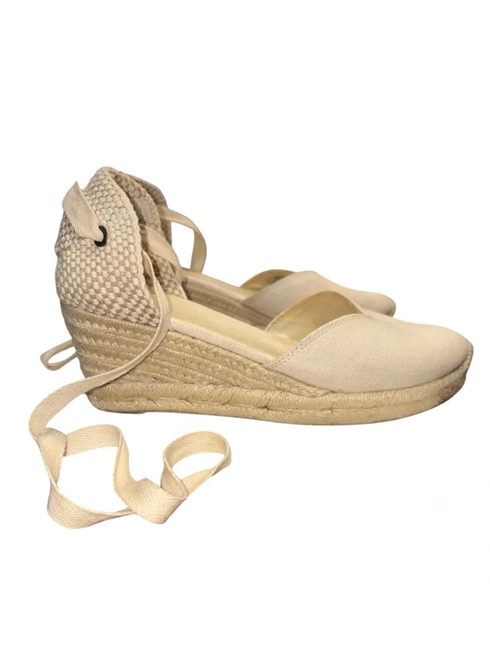 Soludos The Marseille Wedge Espadrille Wrap‎ Sandal In La Concha Ivory Size 6.5